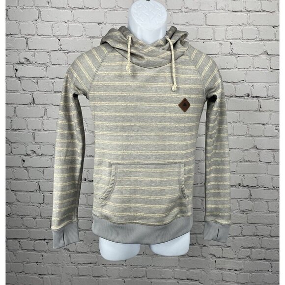 Burton Light Gray Striped WB Heron Pullover Hoodie Durable Goods Dryride Size XS - Picture 1 of 9